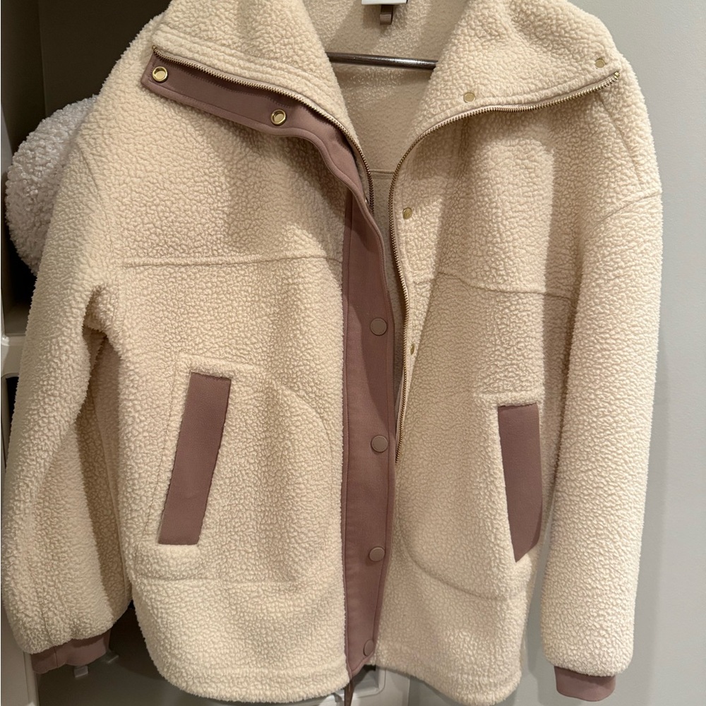 Varley Cream and Tan Teddy Jacket